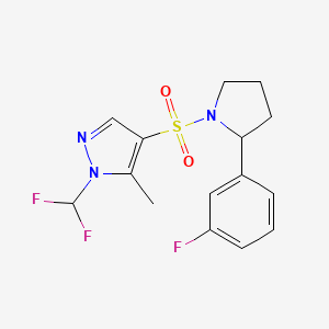 molecular formula C15H16F3N3O2S B6112466 1-(difluoromethyl)-4-{[2-(3-fluorophenyl)-1-pyrrolidinyl]sulfonyl}-5-methyl-1H-pyrazole 