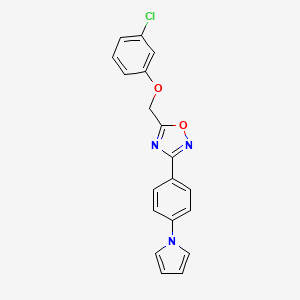 molecular formula C19H14ClN3O2 B6112469 5-[(3-chlorophenoxy)methyl]-3-[4-(1H-pyrrol-1-yl)phenyl]-1,2,4-oxadiazole 