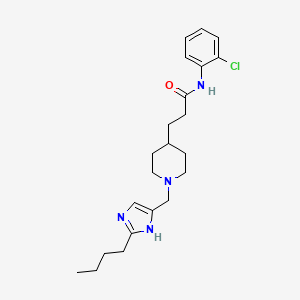 molecular formula C22H31ClN4O B6112475 3-{1-[(2-butyl-1H-imidazol-4-yl)methyl]-4-piperidinyl}-N-(2-chlorophenyl)propanamide 