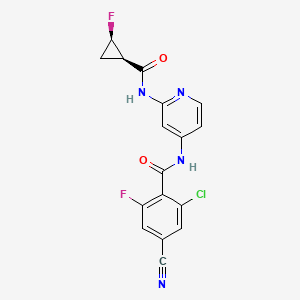 molecular formula C17H11ClF2N4O2 B611249 2-氯-4-氰基-6-氟-n-(2-((1r,2r)-2-氟环丙烷甲酰胺)吡啶-4-基)苯甲酰胺 CAS No. 1258294-34-6