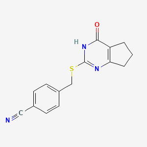 molecular formula C15H13N3OS B6112496 4-{[(4-oxo-4,5,6,7-tetrahydro-3H-cyclopenta[d]pyrimidin-2-yl)thio]methyl}benzonitrile 