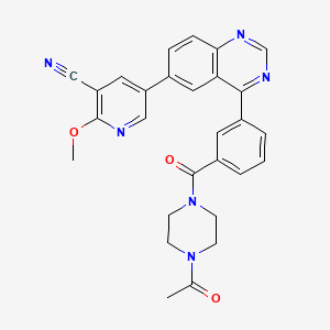 molecular formula C28H24N6O3 B611250 5-{4-[3-(4-乙酰哌嗪-1-羰基)苯基]喹唑啉-6-基}-2-甲氧基吡啶-3-腈 CAS No. 1431540-99-6