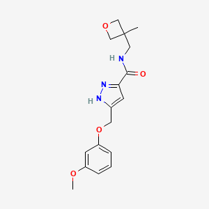 molecular formula C17H21N3O4 B6112501 5-[(3-methoxyphenoxy)methyl]-N-[(3-methyl-3-oxetanyl)methyl]-1H-pyrazole-3-carboxamide 