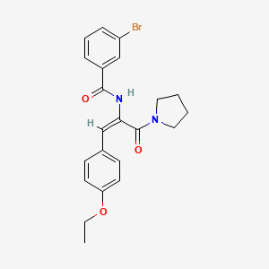 molecular formula C22H23BrN2O3 B6112507 3-bromo-N-[2-(4-ethoxyphenyl)-1-(1-pyrrolidinylcarbonyl)vinyl]benzamide 