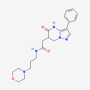 molecular formula C21H27N5O3 B6112512 N-[3-(4-morpholinyl)propyl]-2-(5-oxo-3-phenyl-4,5,6,7-tetrahydropyrazolo[1,5-a]pyrimidin-6-yl)acetamide 