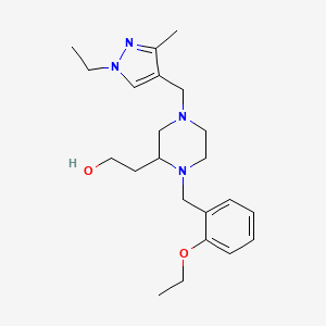 molecular formula C22H34N4O2 B6112517 2-{1-(2-ethoxybenzyl)-4-[(1-ethyl-3-methyl-1H-pyrazol-4-yl)methyl]-2-piperazinyl}ethanol 