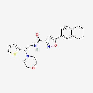 molecular formula C24H27N3O3S B6112536 N-[2-(4-morpholinyl)-2-(2-thienyl)ethyl]-5-(5,6,7,8-tetrahydro-2-naphthalenyl)-3-isoxazolecarboxamide 