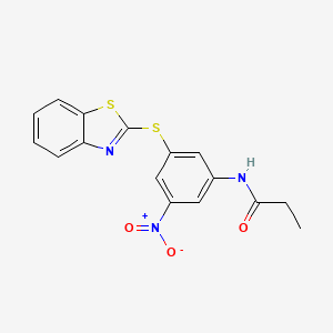 molecular formula C16H13N3O3S2 B6112549 N-[3-(1,3-benzothiazol-2-ylthio)-5-nitrophenyl]propanamide 