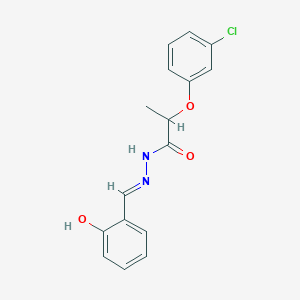 molecular formula C16H15ClN2O3 B6112564 2-(3-chlorophenoxy)-N'-(2-hydroxybenzylidene)propanohydrazide 