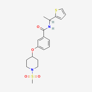 molecular formula C19H24N2O4S2 B6112567 3-{[1-(methylsulfonyl)-4-piperidinyl]oxy}-N-[1-(2-thienyl)ethyl]benzamide 
