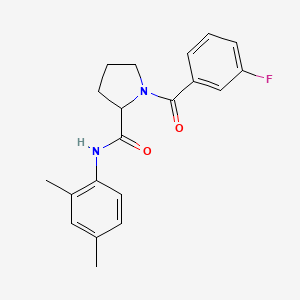 molecular formula C20H21FN2O2 B6112582 N-(2,4-dimethylphenyl)-1-(3-fluorobenzoyl)prolinamide 