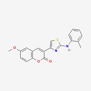 molecular formula C20H16N2O3S B6112598 6-methoxy-3-{2-[(2-methylphenyl)amino]-1,3-thiazol-4-yl}-2H-chromen-2-one 