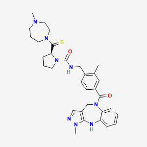 molecular formula C32H40N8O2S B611260 (2S)-N-[[4-[(4,10-Dihydro-1-methylpyrazolo[3,4-b][1,5]benzodiazepin-5(1H)-yl)carbonyl]-2-methylphenyl]methyl]-2-[(hexahydro-4-methyl-1H-1,4-diazepin-1-yl)thioxomethyl]-1-pyrrolidinecarboxamide CAS No. 479232-57-0