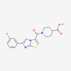 molecular formula C19H18FN3O3S B6112606 methyl 1-{[6-(3-fluorophenyl)imidazo[2,1-b][1,3]thiazol-3-yl]carbonyl}-4-piperidinecarboxylate 