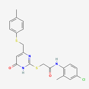 molecular formula C21H20ClN3O2S2 B6112649 N-(4-chloro-2-methylphenyl)-2-[(4-{[(4-methylphenyl)thio]methyl}-6-oxo-1,6-dihydro-2-pyrimidinyl)thio]acetamide 
