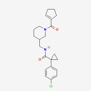 molecular formula C22H27ClN2O2 B6112670 1-(4-chlorophenyl)-N-{[1-(1-cyclopenten-1-ylcarbonyl)-3-piperidinyl]methyl}cyclopropanecarboxamide 