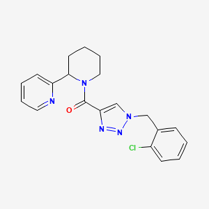 molecular formula C20H20ClN5O B6112680 2-(1-{[1-(2-chlorobenzyl)-1H-1,2,3-triazol-4-yl]carbonyl}-2-piperidinyl)pyridine 