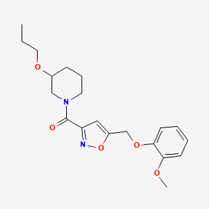 molecular formula C20H26N2O5 B6112705 1-({5-[(2-methoxyphenoxy)methyl]-3-isoxazolyl}carbonyl)-3-propoxypiperidine 