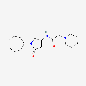 molecular formula C18H31N3O2 B6112732 N-(1-cycloheptyl-5-oxo-3-pyrrolidinyl)-2-(1-piperidinyl)acetamide 
