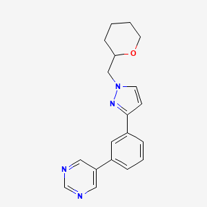 molecular formula C19H20N4O B6112744 5-{3-[1-(tetrahydro-2H-pyran-2-ylmethyl)-1H-pyrazol-3-yl]phenyl}pyrimidine 