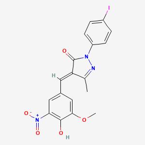 molecular formula C18H14IN3O5 B6112767 4-(4-hydroxy-3-methoxy-5-nitrobenzylidene)-2-(4-iodophenyl)-5-methyl-2,4-dihydro-3H-pyrazol-3-one 