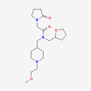 molecular formula C20H35N3O4 B6112772 N-{[1-(2-methoxyethyl)-4-piperidinyl]methyl}-2-(2-oxo-1-pyrrolidinyl)-N-(tetrahydro-2-furanylmethyl)acetamide 