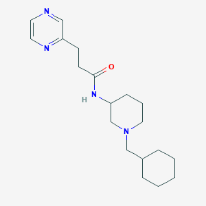 molecular formula C19H30N4O B6112977 N-[1-(cyclohexylmethyl)-3-piperidinyl]-3-(2-pyrazinyl)propanamide 