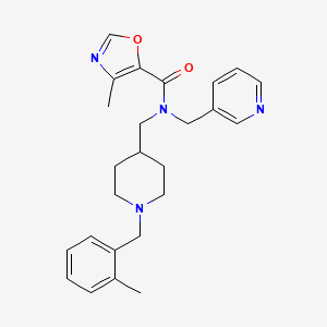 molecular formula C25H30N4O2 B6112996 4-methyl-N-{[1-(2-methylbenzyl)-4-piperidinyl]methyl}-N-(3-pyridinylmethyl)-1,3-oxazole-5-carboxamide 