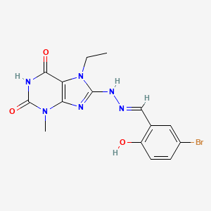 5-bromo-2-hydroxybenzaldehyde (7-ethyl-3-methyl-2,6-dioxo-2,3,6,7-tetrahydro-1H-purin-8-yl)hydrazone