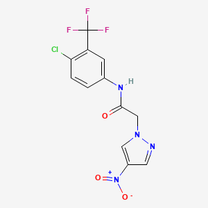 molecular formula C12H8ClF3N4O3 B6113066 N-[4-chloro-3-(trifluoromethyl)phenyl]-2-(4-nitro-1H-pyrazol-1-yl)acetamide 