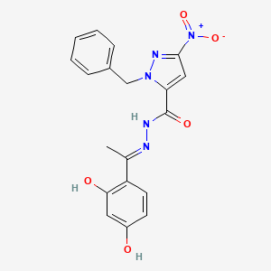 molecular formula C19H17N5O5 B6113083 1-benzyl-N'-[1-(2,4-dihydroxyphenyl)ethylidene]-3-nitro-1H-pyrazole-5-carbohydrazide 