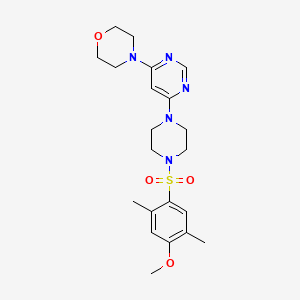 molecular formula C21H29N5O4S B6113086 4-(6-{4-[(4-methoxy-2,5-dimethylphenyl)sulfonyl]-1-piperazinyl}-4-pyrimidinyl)morpholine 