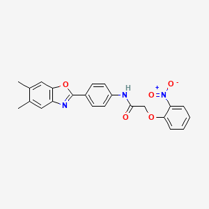 molecular formula C23H19N3O5 B6113119 N-[4-(5,6-dimethyl-1,3-benzoxazol-2-yl)phenyl]-2-(2-nitrophenoxy)acetamide 