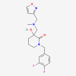 molecular formula C18H21F2N3O3 B6113142 1-(3,4-difluorobenzyl)-3-hydroxy-3-{[(3-isoxazolylmethyl)(methyl)amino]methyl}-2-piperidinone 