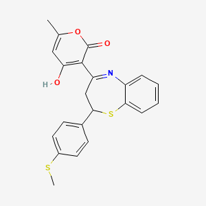 molecular formula C22H19NO3S2 B6113182 4-hydroxy-6-methyl-3-{2-[4-(methylthio)phenyl]-2,3-dihydro-1,5-benzothiazepin-4-yl}-2H-pyran-2-one 