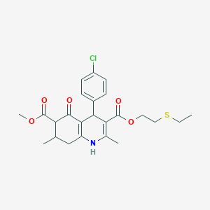 molecular formula C24H28ClNO5S B6113222 3-[2-(ethylthio)ethyl] 6-methyl 4-(4-chlorophenyl)-2,7-dimethyl-5-oxo-1,4,5,6,7,8-hexahydro-3,6-quinolinedicarboxylate 