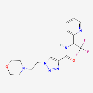 molecular formula C16H19F3N6O2 B6113229 1-[2-(4-morpholinyl)ethyl]-N-[2,2,2-trifluoro-1-(2-pyridinyl)ethyl]-1H-1,2,3-triazole-4-carboxamide 