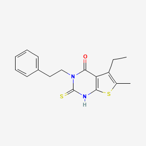 molecular formula C17H18N2OS2 B6113238 5-ethyl-2-mercapto-6-methyl-3-(2-phenylethyl)thieno[2,3-d]pyrimidin-4(3H)-one 