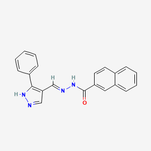 molecular formula C21H16N4O B6113253 N'-[(3-phenyl-1H-pyrazol-4-yl)methylene]-2-naphthohydrazide 