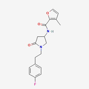 molecular formula C18H19FN2O3 B6113274 N-{1-[2-(4-fluorophenyl)ethyl]-5-oxo-3-pyrrolidinyl}-3-methyl-2-furamide 