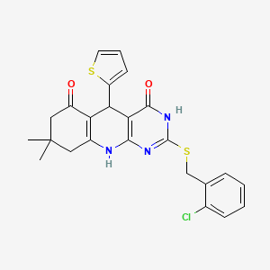 2-[(2-chlorobenzyl)thio]-8,8-dimethyl-5-(2-thienyl)-5,8,9,10-tetrahydropyrimido[4,5-b]quinoline-4,6(3H,7H)-dione