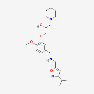 molecular formula C23H35N3O4 B6113306 1-[5-({[(3-isopropyl-5-isoxazolyl)methyl]amino}methyl)-2-methoxyphenoxy]-3-(1-piperidinyl)-2-propanol 