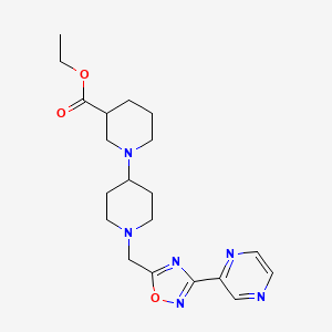 molecular formula C20H28N6O3 B6113330 ethyl 1'-{[3-(2-pyrazinyl)-1,2,4-oxadiazol-5-yl]methyl}-1,4'-bipiperidine-3-carboxylate 