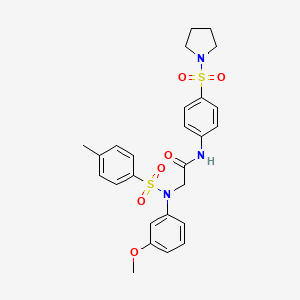 molecular formula C26H29N3O6S2 B6113406 N~2~-(3-methoxyphenyl)-N~2~-[(4-methylphenyl)sulfonyl]-N~1~-[4-(1-pyrrolidinylsulfonyl)phenyl]glycinamide 