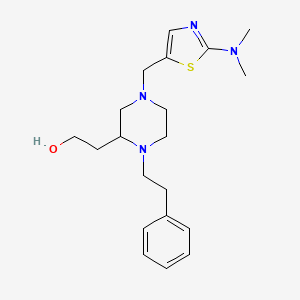 molecular formula C20H30N4OS B6113410 2-[4-{[2-(dimethylamino)-1,3-thiazol-5-yl]methyl}-1-(2-phenylethyl)-2-piperazinyl]ethanol 