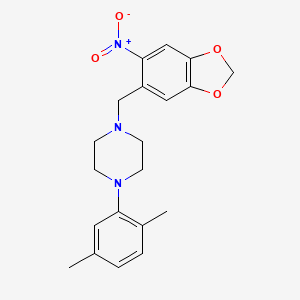 molecular formula C20H23N3O4 B6113418 1-(2,5-dimethylphenyl)-4-[(6-nitro-1,3-benzodioxol-5-yl)methyl]piperazine 