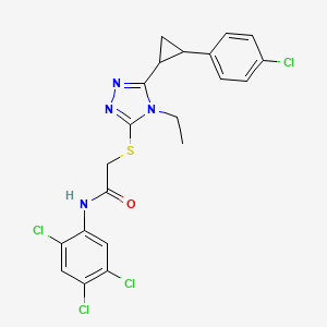 molecular formula C21H18Cl4N4OS B6113488 2-({5-[2-(4-chlorophenyl)cyclopropyl]-4-ethyl-4H-1,2,4-triazol-3-yl}thio)-N-(2,4,5-trichlorophenyl)acetamide 