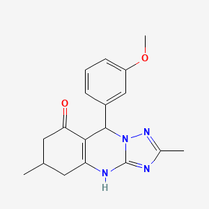 molecular formula C18H20N4O2 B6113508 9-(3-methoxyphenyl)-2,6-dimethyl-5,6,7,9-tetrahydro[1,2,4]triazolo[5,1-b]quinazolin-8(4H)-one 