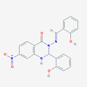 3-[(2-hydroxybenzylidene)amino]-2-(2-hydroxyphenyl)-7-nitro-2,3-dihydroquinazolin-4(1H)-one