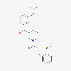 molecular formula C25H31NO4 B6113534 (3-isopropoxyphenyl){1-[3-(2-methoxyphenyl)propanoyl]-3-piperidinyl}methanone 